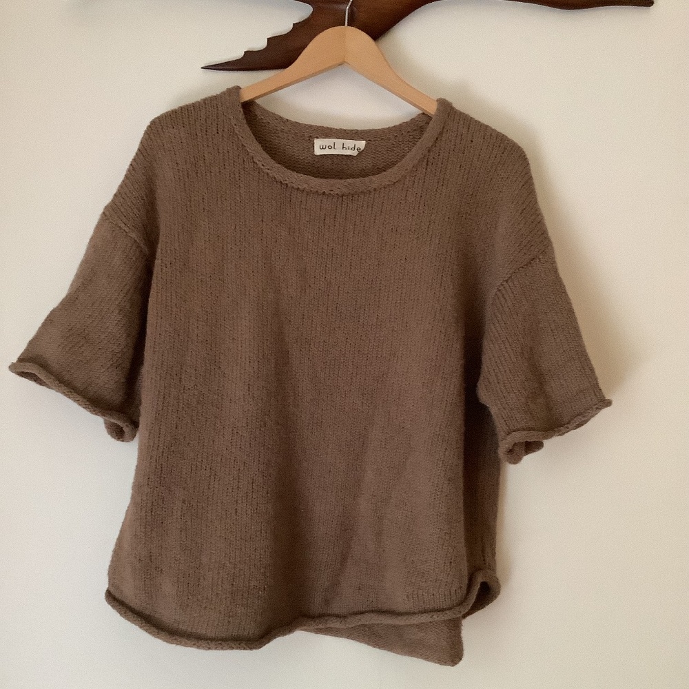 Wol Hide Loose Pullover Cotton Sweater in Mushroom - Picture 3 of 11
